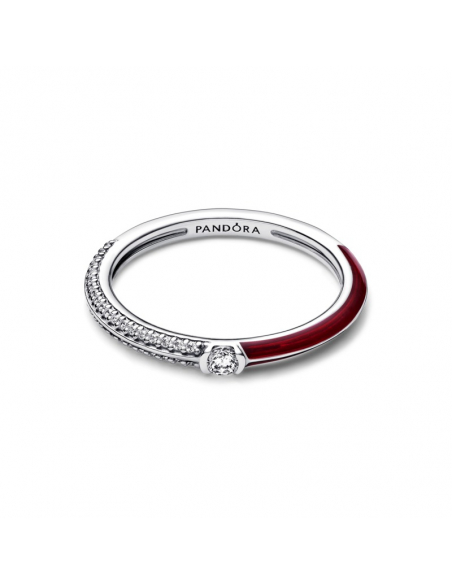 Anello Pandora ME Pietre Luminose  Smalto Rosso Misura 54
