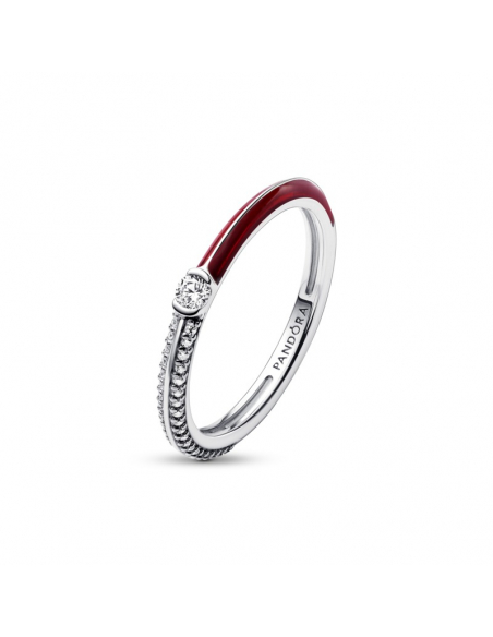 Anello Pandora ME Pietre Luminose  Smalto Rosso Misura 54