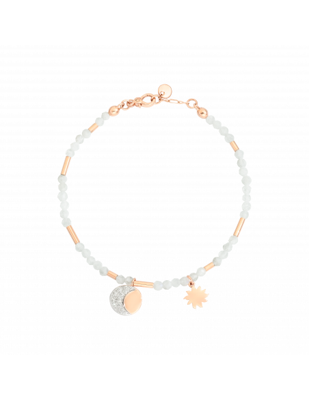 BRACCIALE DODO MOON AND SUN. ORO ROSA ADULARIA DIAMANTI BIANCHI. MISURA S
