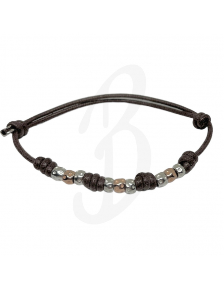 BRACCIALE DODO GRANELLI, ORO ROSA, ARGENTO E COTONE