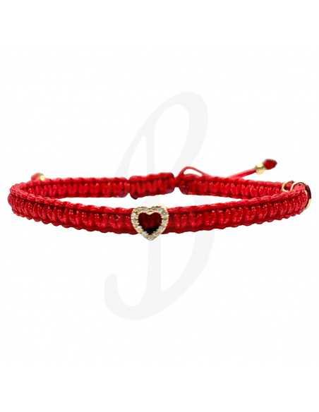 BRACCIALE CONCORDIA CON CUORE. ORO GIALLO DIAMANTI BIANCHI SAGOLA MARRONE SM