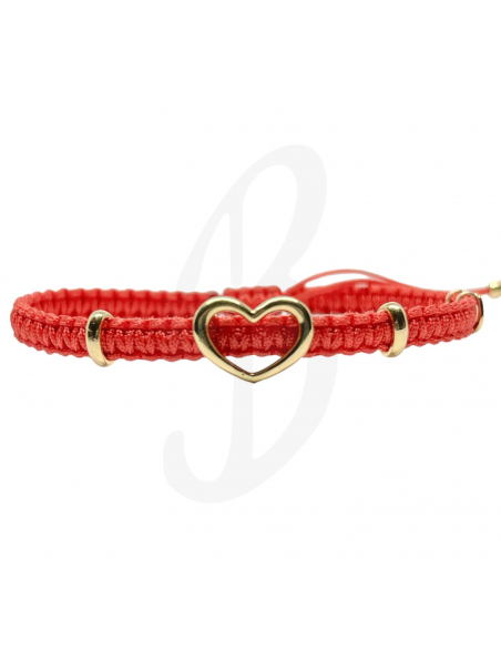 BRACCIALE CONCORDIA CON 2 OVALI E CUORE. ORO GIALLO SAGOLA CORALLO SM