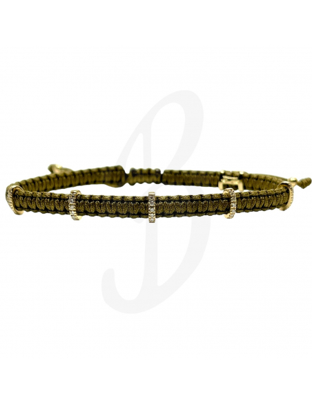 BRACCIALE CONCORDIA 5 OVALI. ORO GIALLO E DIAMANTI BIANCHI SAGOLA SALVIA ML