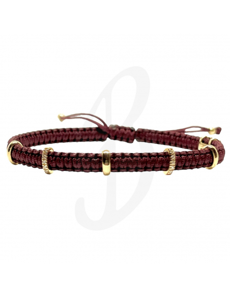 BRACCIALE CONCORDIA 5 OVALI. ORO GIALLO E DIAMANTI BIANCHI SAGOLA VINACCIA ML