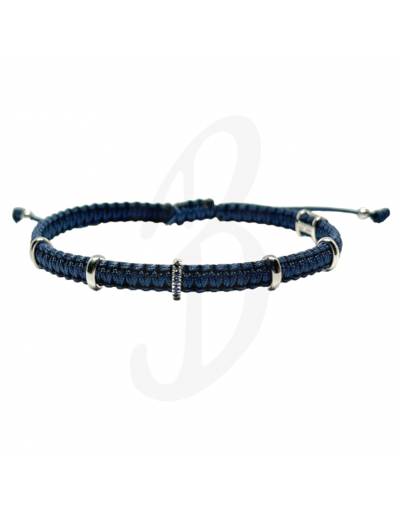 BRACCIALE CONCORDIA 5 OVALI. ORO BIANCO E ZAFFIRI BLU SAGOLA BLU ML