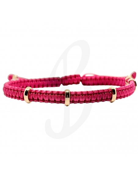 BRACCIALE CONCORDIA 3 OVALI. ORO ROSA SAGOLA AMARANTO SM