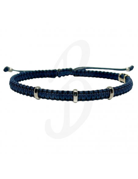 BRACCIALE CONCORDIA 3 OVALI. ORO BIANCO SAGOLA BLU L