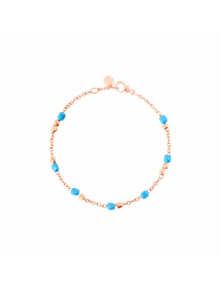 BRACCIALE DODO MINI GRANELLI. ORO ROSA CERAMICA TURCHESE MISURA XXL