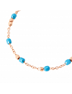 BRACCIALE DODO MINI GRANELLI. ORO ROSA CERAMICA TURCHESE MISURA XXL 2