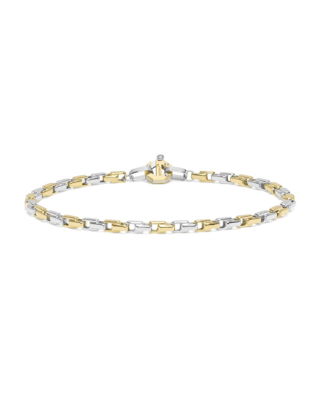 Bracciale MIORE In Oro 9kt Giallo/Bianco Con Diamanti 0.15 Ct E Ciondolo Ancora, 18 Cm