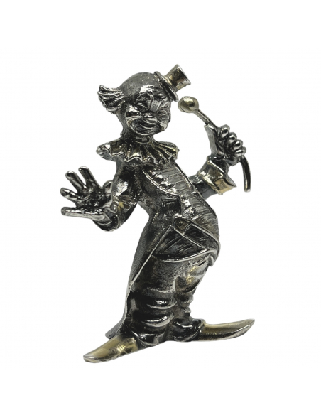 SOPRAMMOBILE IN ARGENTO. STATUINA CLOWN PICCOLA