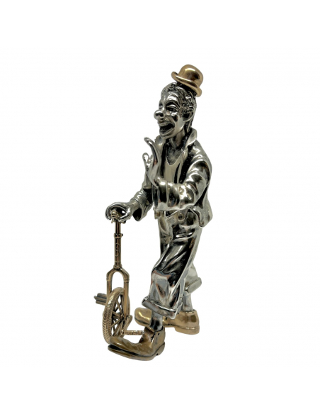 SOPRAMMOBILE IN ARGENTO. STATUINA CLOWN GRANDE