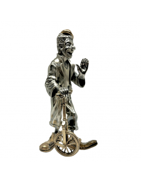 SOPRAMMOBILE IN ARGENTO. STATUINA CLOWN GRANDE