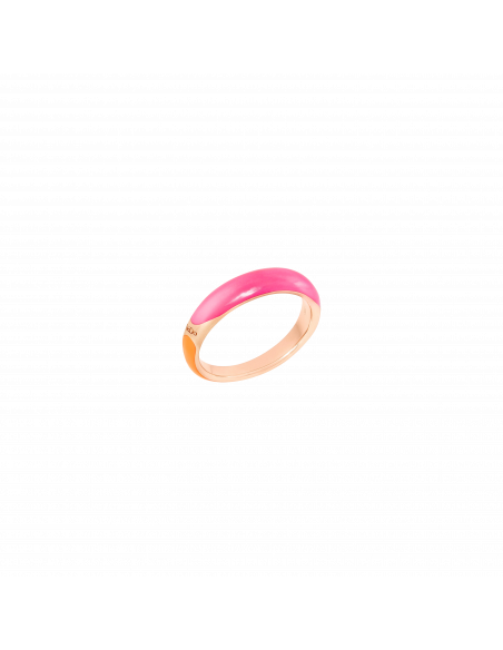 ANELLO DODO RONDELLE. ARGENTO SMALTO ARANCIO E ROSA MISURA 53