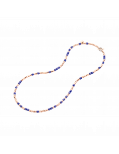 GIROCOLLO MINI GRANELLI. ARGENTO. CERAMICA BLU 2