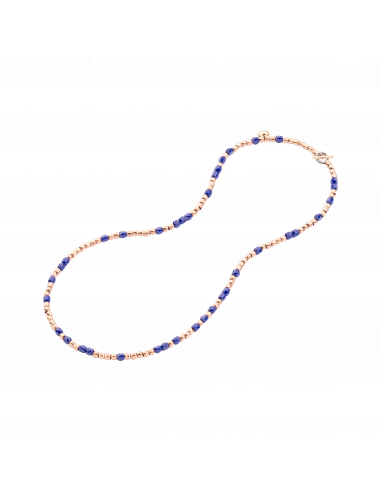 GIROCOLLO MINI GRANELLI. ARGENTO. CERAMICA BLU