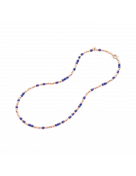 GIROCOLLO MINI GRANELLI. ARGENTO. CERAMICA BLU