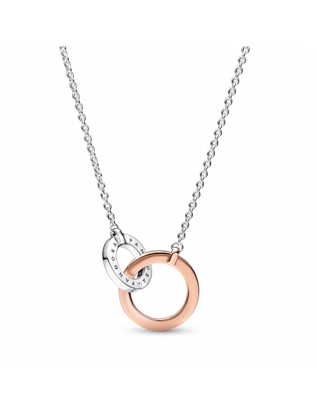 Pandora Collana Cerchi Intrecciati Bicolore e Pav