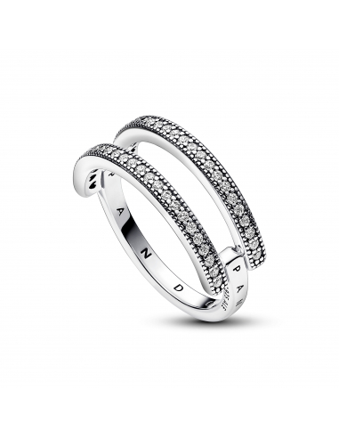 Pandora Anello  Doppia Fascia Logo e Pav Misura 52