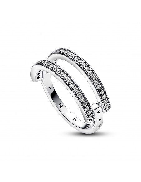 Pandora Anello  Doppia Fascia Logo e Pav Misura 52