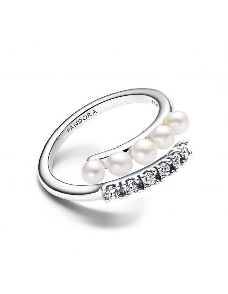 Pandora Anello Intreccio con Perle d Acqua Dolce Trattate e Pav Misura 54