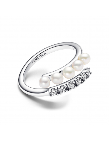 Pandora Anello Intreccio con Perle d Acqua Dolce Trattate e Pav Misura 52