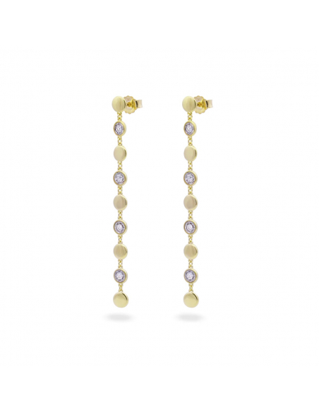 ORECCHINI RUE DES MILLE PENDENTI CON CERCHI ALTERNATI LISCI E PAV STARDUST TEN. ARGENTO