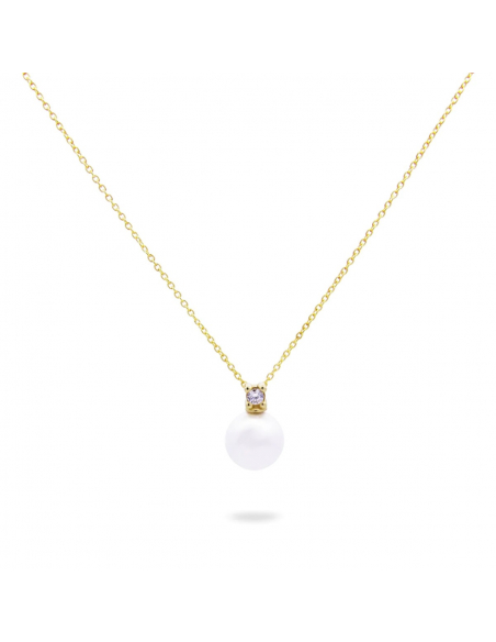 GIROCOLLO RUE DES MILLE PERLA CENTRALE E CASTONE WHITESIDE. ARGENTO