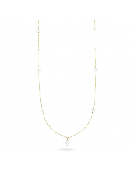 COLLANA LUNGA RUE DES MILLE CON GOCCIA DI PERLA WHITESIDE. ARGENTO