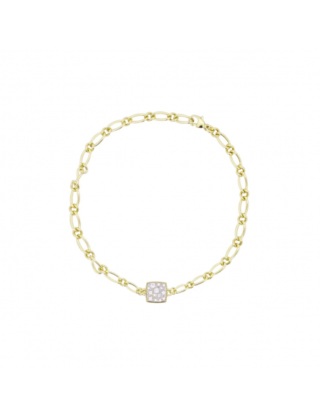 BRACCIALE CATENA RUE DES MILLE CHEVAL QUADRATO SMALL PAV SHAPES. ARGENTO