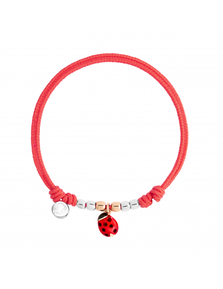 BRACCIALE DODO CON MINI COCCINELLA. ORO ROSA ARGENTO