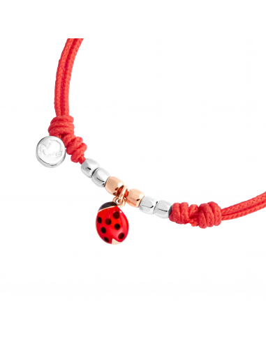 BRACCIALE DODO CON MINI COCCINELLA. ORO ROSA ARGENTO