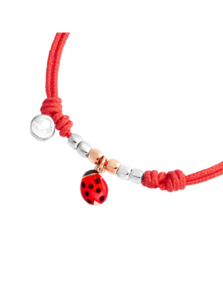 BRACCIALE DODO CON MINI COCCINELLA. ORO ROSA ARGENTO