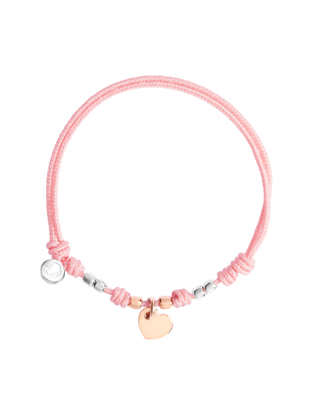 BRACCIALE DODO CON MINI CUORE. ORO ROSA ARGENTO