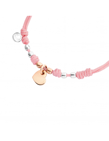BRACCIALE DODO CON MINI CUORE. ORO ROSA ARGENTO
