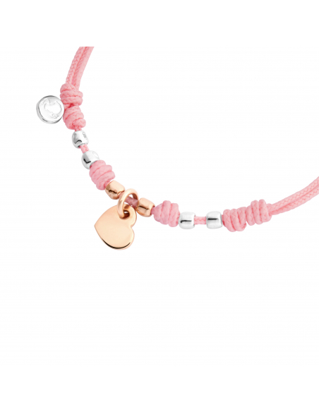 BRACCIALE DODO CON MINI CUORE. ORO ROSA ARGENTO