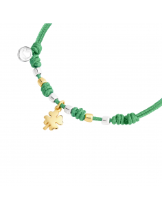 BRACCIALE DODO CON MINI QUADRIFOGLIO. ORO GIALLO ARGENTO 2