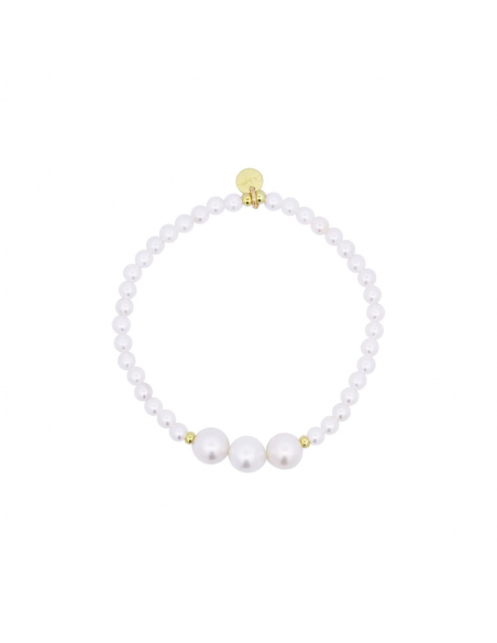 BRACCIALE RUE DES MILLE ELASTICO TRE PERLE WHITESIDE. ARGENTO