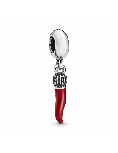 Corno good luck silver dangle with red enamel