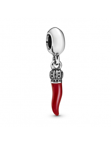 Corno good luck silver dangle with red enamel