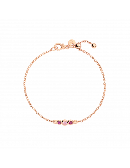 BRACCIALE DODO BOLLICINE. ORO ROSA ZAFFIRO. AMETISTA E RUBINO MISURA XXL