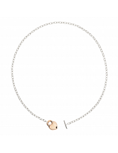 COLLANA DODO CUORE IN ORO ROSA 9K E CATENA IN ARGENTO