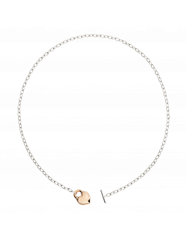 COLLANA DODO CUORE IN ORO ROSA 9K E CATENA IN ARGENTO