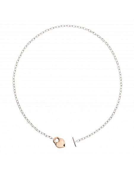 COLLANA DODO CUORE IN ORO ROSA 9K E CATENA IN ARGENTO