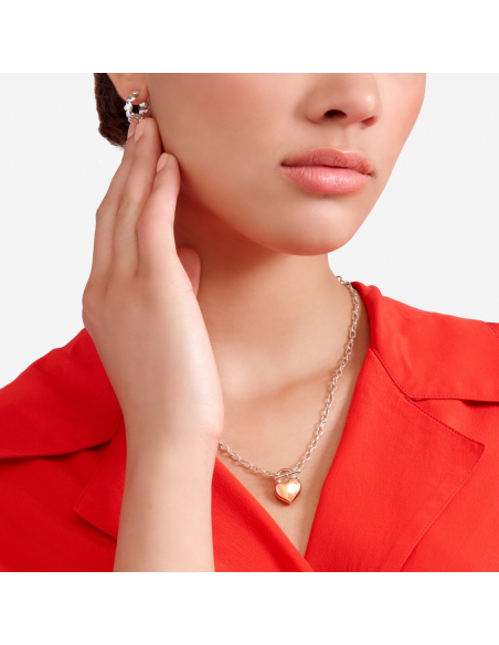COLLANA DODO CUORE IN ORO ROSA 9K E CATENA IN ARGENTO