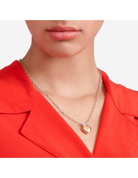 COLLANA DODO CUORE IN ORO ROSA 9K E CATENA IN ARGENTO