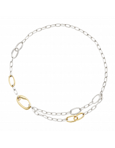 COLLANA DODO ESSENTIALS CATENA BOLD E MAGLIA APRIBILE IN ARGENTO E ARGENTO DORATO ORO GIALLO 18K. 2