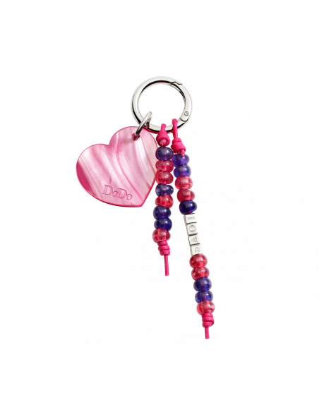 BAG CHARM DODO CUORE. BIORESINA ACCIAIO