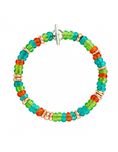 BRACCIALE DODO RONDELLE. ARGENTO DORATO E PLASTICA RICICLATA MISURA XXL