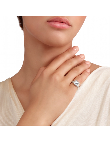 ANELLO DODO SIGILLO. ARGENTO. DIAMANTE MISURA 54